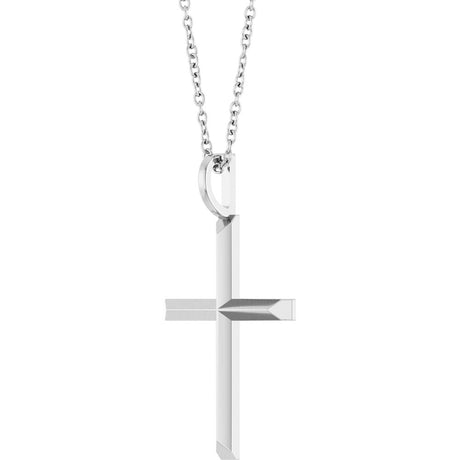14K White Gold Knife-Edge Cross 16-18" Necklace