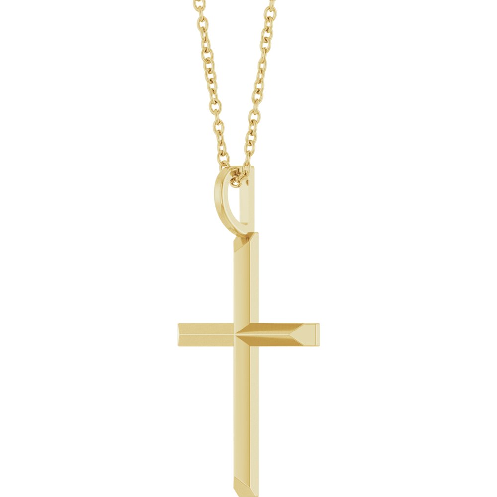 14K Yellow Gold Knife-Edge Cross 16-18" Necklace