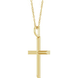 14K Yellow Gold Knife-Edge Cross 16-18" Necklace
