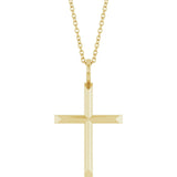14K Yellow Gold Knife-Edge Cross 16-18" Necklace