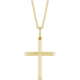 14K Yellow Gold Knife-Edge Cross 16-18" Necklace