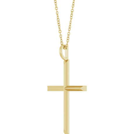 14K Yellow Gold Knife-Edge Cross 16-18" Necklace