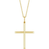 14K Yellow Gold Knife-Edge Cross 16-18" Necklace