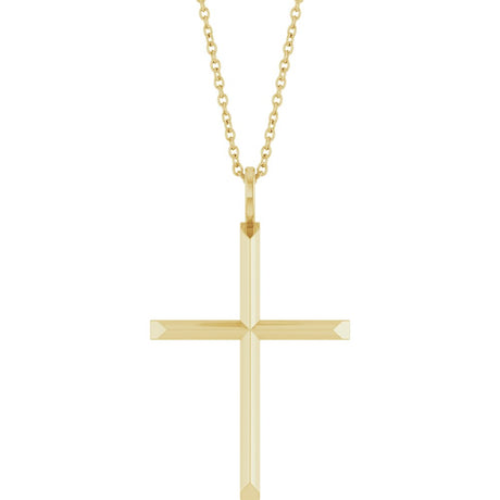 14K Yellow Gold Knife-Edge Cross 16-18" Necklace