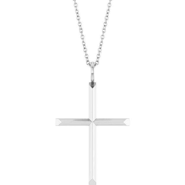 Sterling Silver Knife-Edge Cross 16-18" Necklace