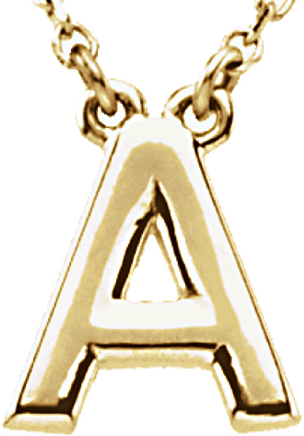 14K Yellow Gold Block Initial A 16" Necklace