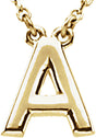 14K Yellow Gold Block Initial A 16" Necklace