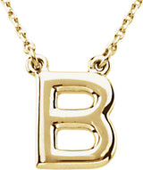 14K Yellow Gold Block Initial B 16" Necklace