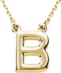 14K Yellow Gold Block Initial B 16" Necklace