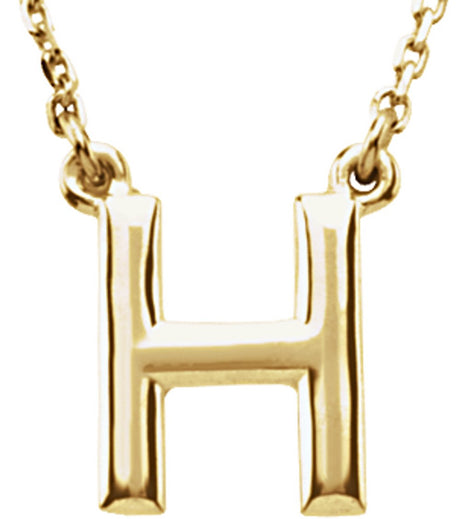 14K Yellow Gold Block Initial H 16" Necklace