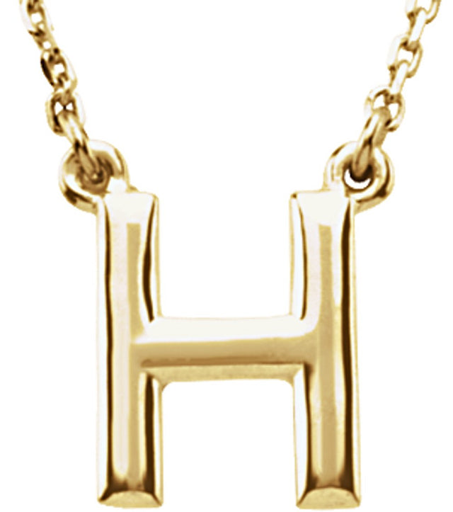 14K Yellow Gold Block Initial H 16" Necklace