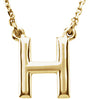 14K Yellow Gold Block Initial H 16" Necklace