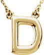 14K Yellow Gold Block Initial D 16" Necklace