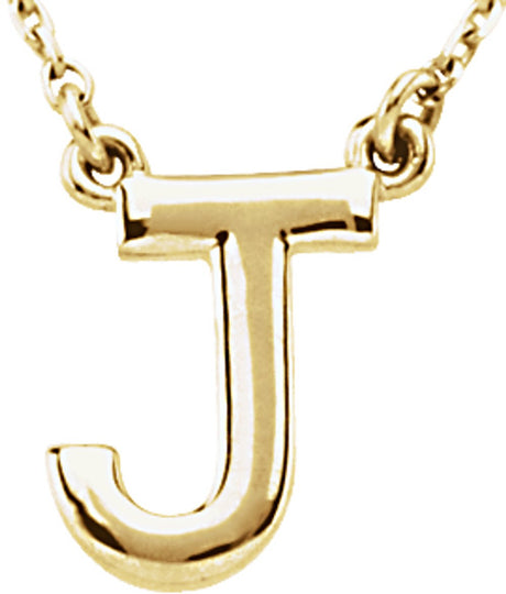 14K Yellow Gold Block Initial J 16" Necklace