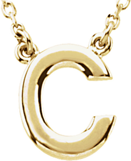14K Yellow Gold Block Initial C 16" Necklace