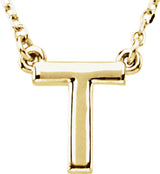 14K Yellow Gold Block Initial T 16" Necklace