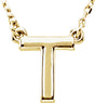 14K Yellow Gold Block Initial T 16" Necklace