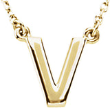 14K Yellow Block Initial V 16" Necklace