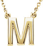 14K Yellow Gold Block Initial M 16" Necklace