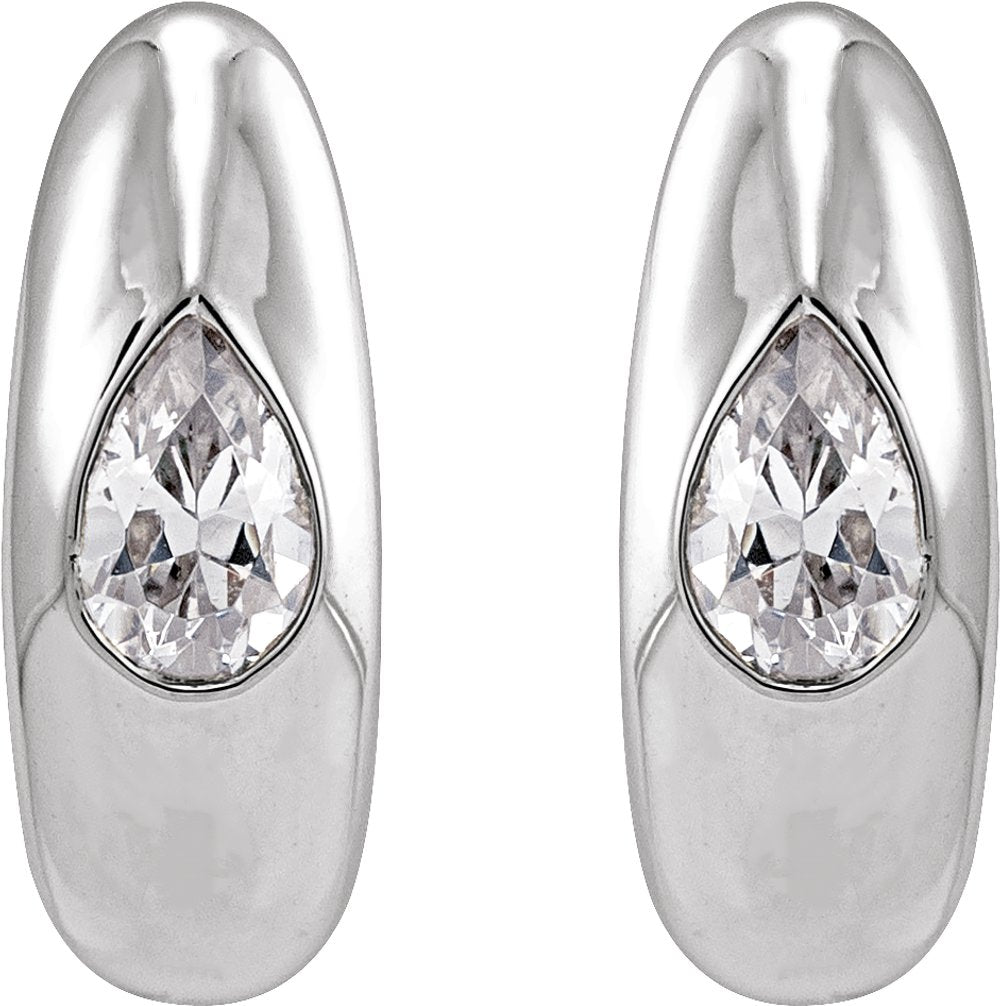 Sterling Silver 1/3 CTW Lab-Grown Diamond 11.3 mm Hoop Earrings