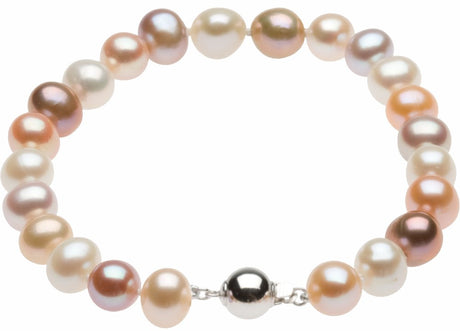 Sterling Silver Cultured Multi-Color Freshwater Pearl  7 3/4" Bracelet