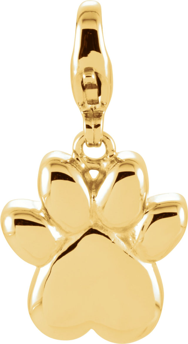 14K Yellow Paw Print Charm