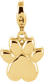 14K Yellow Paw Print Charm