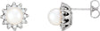 14K White Gold Cultured White Akoya Pearl  & 1/3 CTW Natural Diamond Earrings 