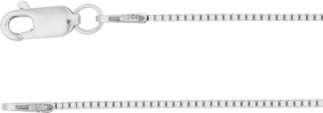14K White Gold .75 mm Box 7" Chain
