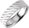 14K White Gold 6 mm Patterned Flat Band Size 10