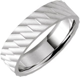 14K White Gold 6 mm Patterned Flat Band Size 10