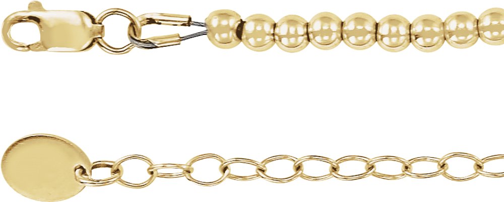 14K Yellow Gold-Filled 3 mm Hollow Bead 16" Necklace