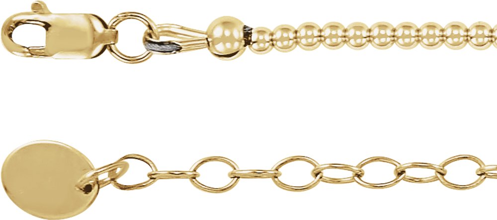 14K Yellow Gold-Filled 2 mm Hollow Bead 16" Necklace