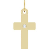 14K Yellow Gold .02 CT Natural Diamond Cross Pendant