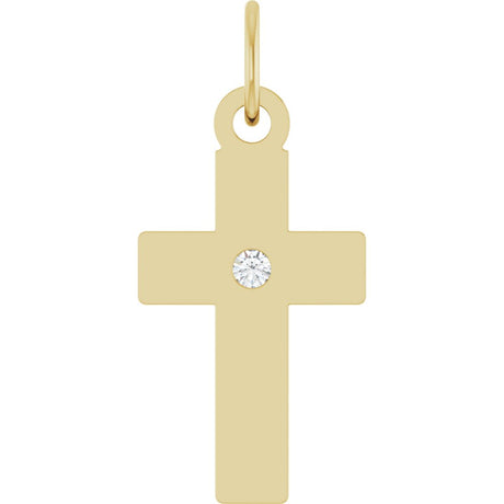 14K Yellow Gold .02 CT Natural Diamond Cross Pendant