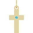 14K Yellow Gold Natural Aquamarine Cross Pendant