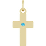 14K Yellow Gold Natural Aquamarine Cross Pendant