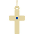 14K Yellow Gold Natural Blue Sapphire Cross Pendant