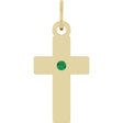 14K Yellow Gold Natural Emerald Cross Pendant
