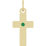 14K Yellow Gold Natural Emerald Cross Pendant
