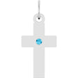 Sterling Silver Natural Aquamarine Cross Pendant