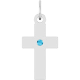 Sterling Silver Natural Aquamarine Cross Pendant