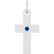 Sterling Silver Lab-Grown Blue Sapphire Cross Pendant