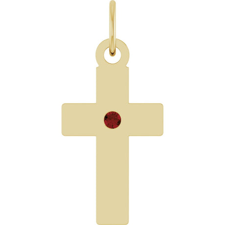 14K Yellow Gold Natural Mozambique Garnet Cross Pendant