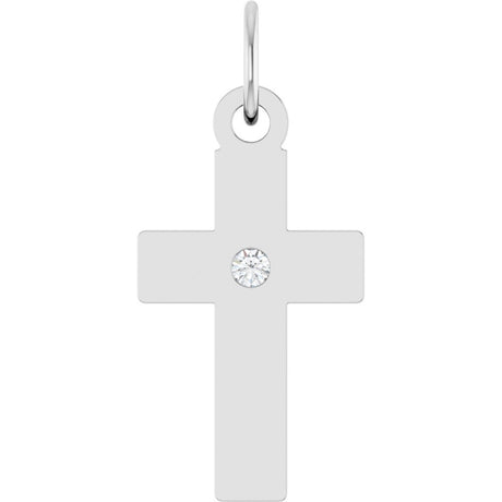 14K White Gold Lab-Grown Diamond Cross Pendant