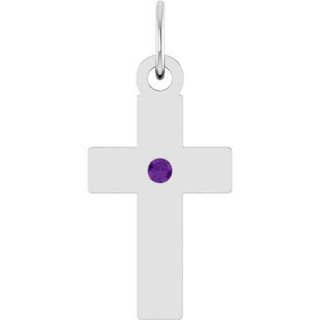 Sterling Silver Natural Amethyst Cross Pendant