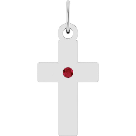 Sterling Silver Lab-Grown Ruby Cross Pendant