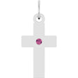 Sterling Silver Natural Pink Tourmaline Cross Pendant