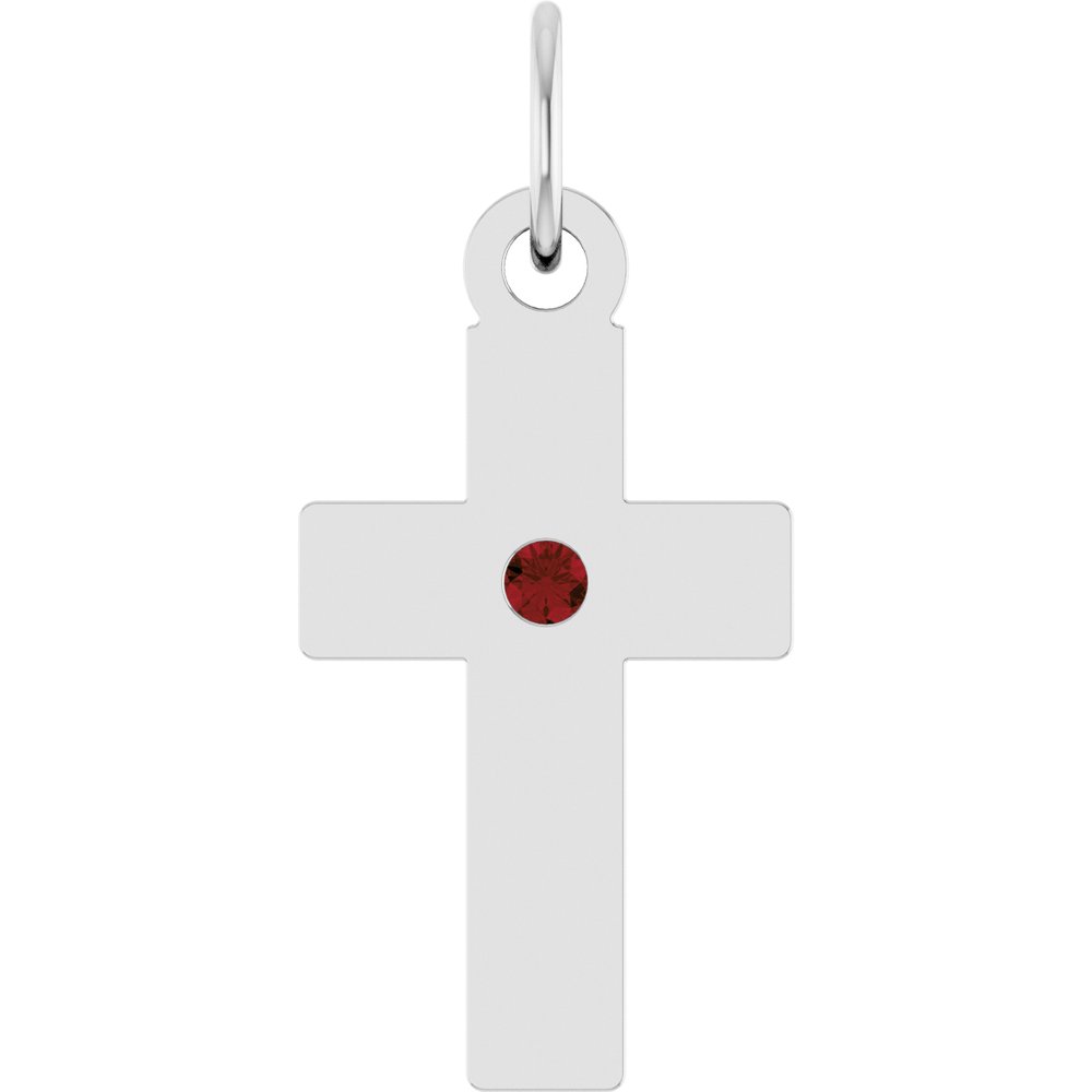 Sterling Silver Natural Mozambique Garnet Cross Pendant