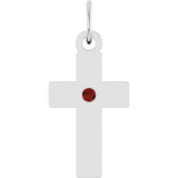Sterling Silver Natural Mozambique Garnet Cross Pendant
